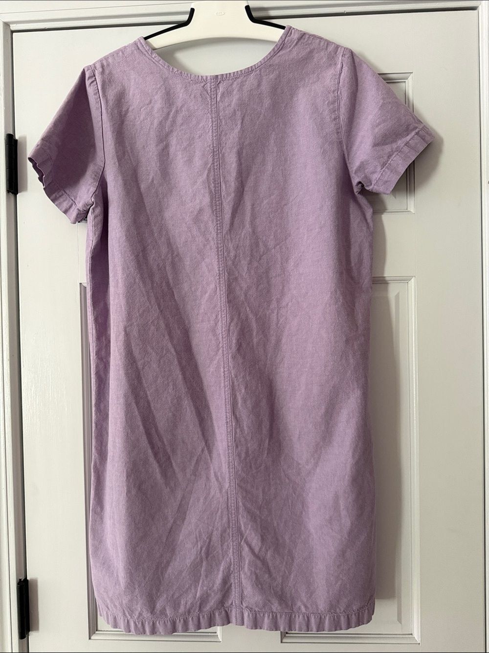Blue J. Lilac Shift Midi Dress Embroidered Palm Pockets Scoop Neck M 100% Cotton - Picture 7 of 8